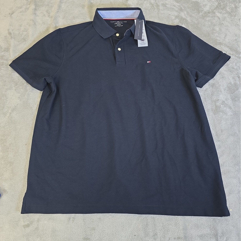 Tommy Hilfiger Shirt Mens XXL Blue Short Sleeve Regular Fit Classic Preppy